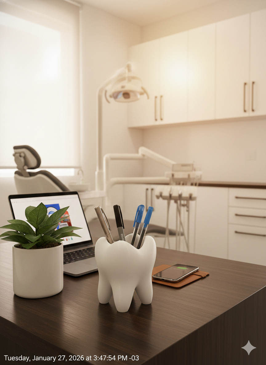 Porta Canetas em Formato de Dente Decorativo (Odont)